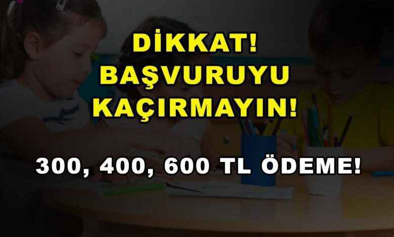 Dikkat! Başvuruyu kaçırmayın! 300, 400, 600 TL ödeme!