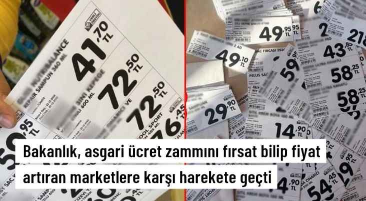 Ticaret Bakanlığı, asgari ücret zammı sonrası haksız fiyat artışı yapan işletmelere karşı denetim başlattı