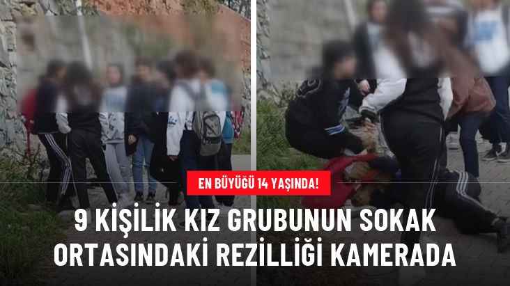 9 Kişilik Kız Grubunun Sokak Ortasındaki Rezilliği Kamerada