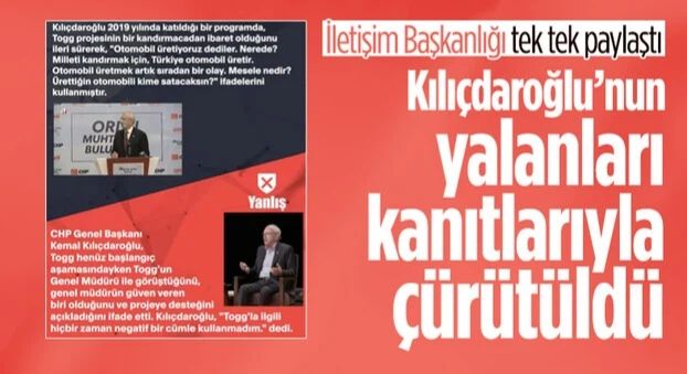 İletişim Başkanlığı, Kemal Kılıçdaroğlu'nun yalanlarını paylaştı