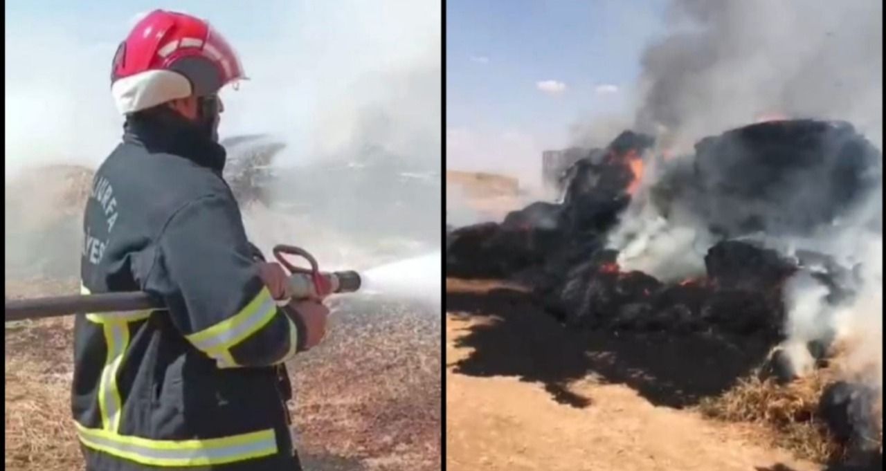 Şanlıurfa'da Saman yüklü tır alev alev yandı