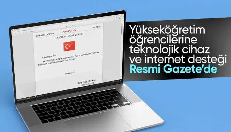 Üniversitelilere teknolojik cihaz ve internet desteği Resmi Gazete'de