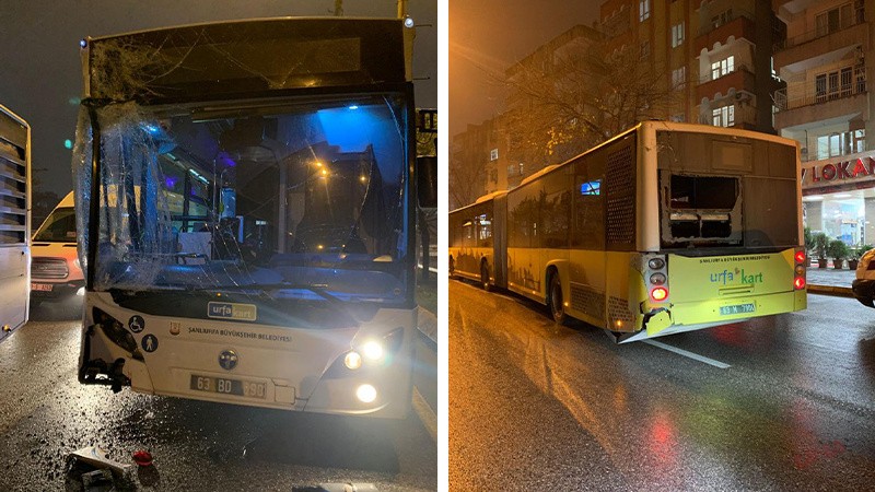 Faciadan dönüldü! Şanlıurfa’da iki belediye otobüsü çarpıştı