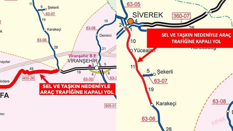 Şanlıurfa’da yağmur etkisini sürdürüyor: İki yol trafiğe kapandı!