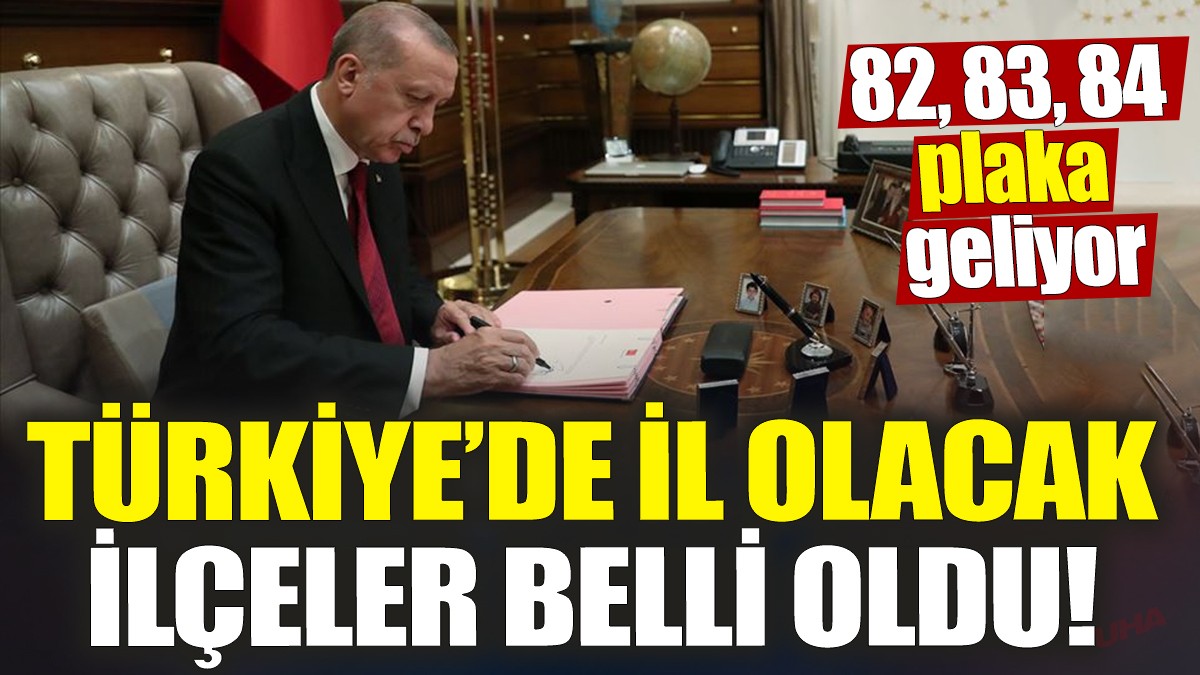 Türkiye’de il olacak ilçeler belli oldu! 82, 83, 84 plaka geliyor